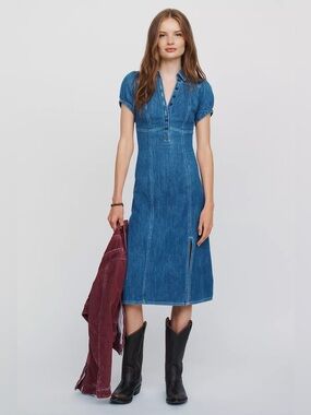 NWT Pilcro Rebekah Denim Slim Midi Dress